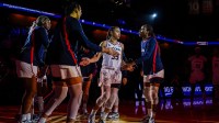 UConn Huskies guard Azzi Fudd (35) is introduced before the start of the game against the Creighton Bluejays.