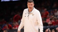 Vanderbilt Commodores head coach Mark Byington stands on the sidelines during the first half against the McNeese Cowboys during a first round game of the men's 2026 NCAA Tournament at Paycom Center.