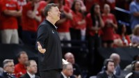 Vanderbilt Commodores head coach Mark Byington reacts during the first half against the Nebraska Cornhuskers in a second round game of the men's 2026 NCAA Tournament at Paycom Center.