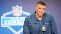 New England Patriots coach Mike Vrabel speaks during the NFL Scouting Combine at the Indiana Convention Center.