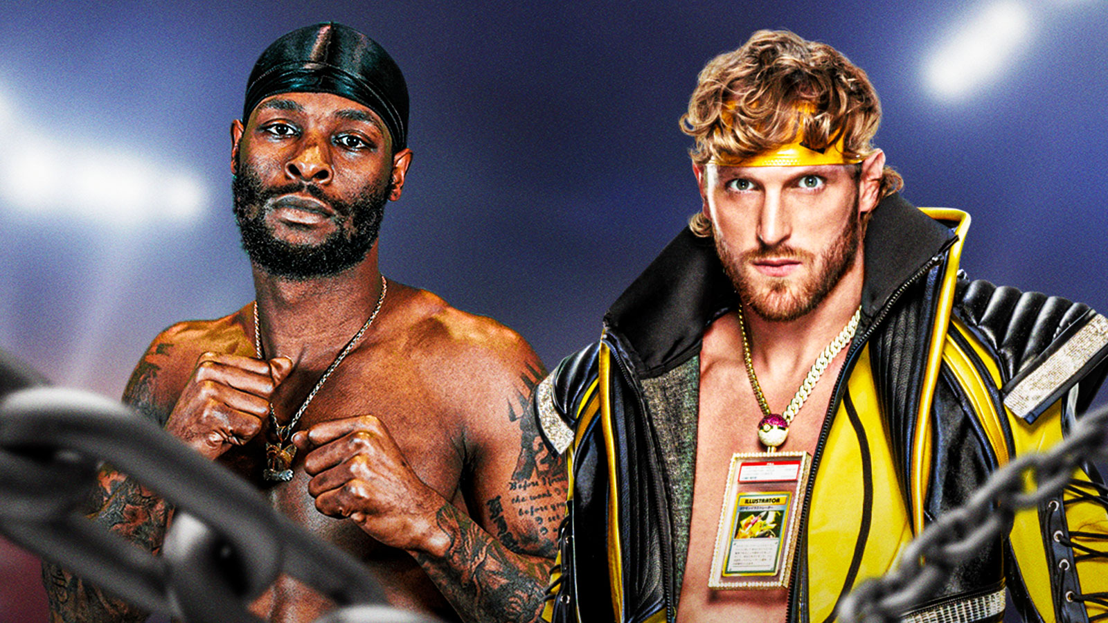 Former NFL running back and boxer Le'Veon Bell and WWE Superstar Logan Paul.