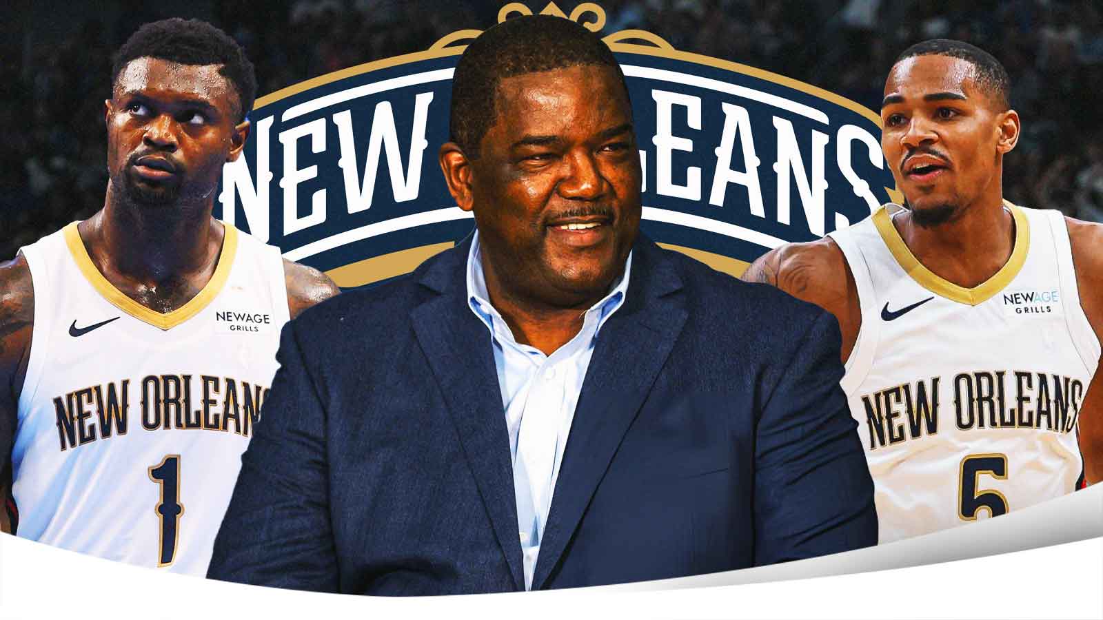 Joe Dumars, Zion Williamson, Dejounte Murray, Pelicans logo