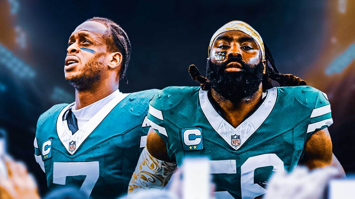 Graphic with DeMario Davis (56) and Geno Smith (7) in full New York Jets uniform