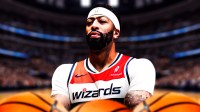Anthony Davis in Wizards jersey with neutral face