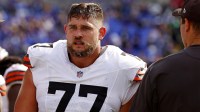 Cleveland Browns guard Wyatt Teller (77) during the game against the Baltimore Ravens at M&T Bank Stadium.