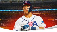 Team USA captain Aaron Judge, loanDepot Park behind him