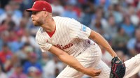 Philadelphia Phillies pitcher Zack Wheeler (45) throws a pitch during the sixth inning against the Boston Red Sox at Citizens Bank Park.