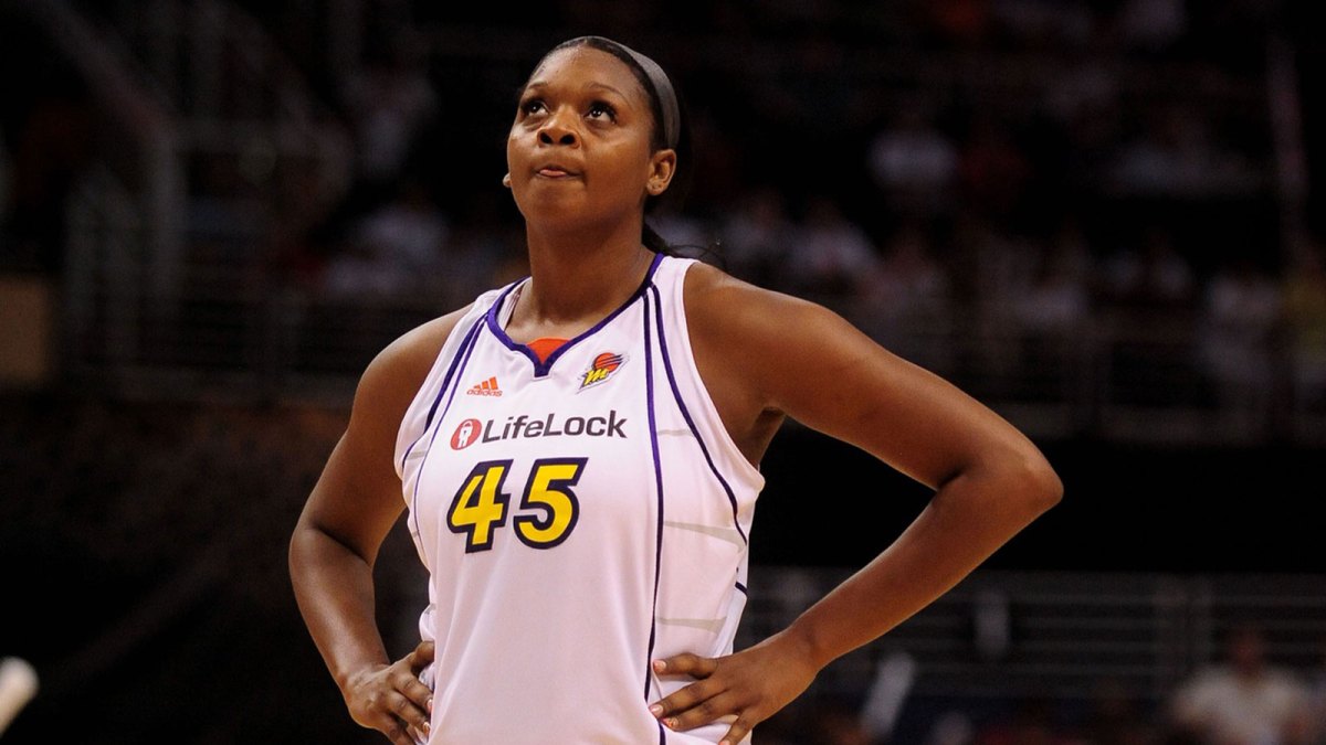 Phoenix Mercury forward Kara Braxton reacts on the court against the Seattle Storm during the first half in game two of the western conference finals in the 2010 WNBA Playoffs at US Airways Center. The Storm defeated the Mercury 91-88.