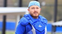 Toronto Blue Jays catcher Alejandro Kirk (30) works out for spring training practice at Blue Jays Player Development Complex.