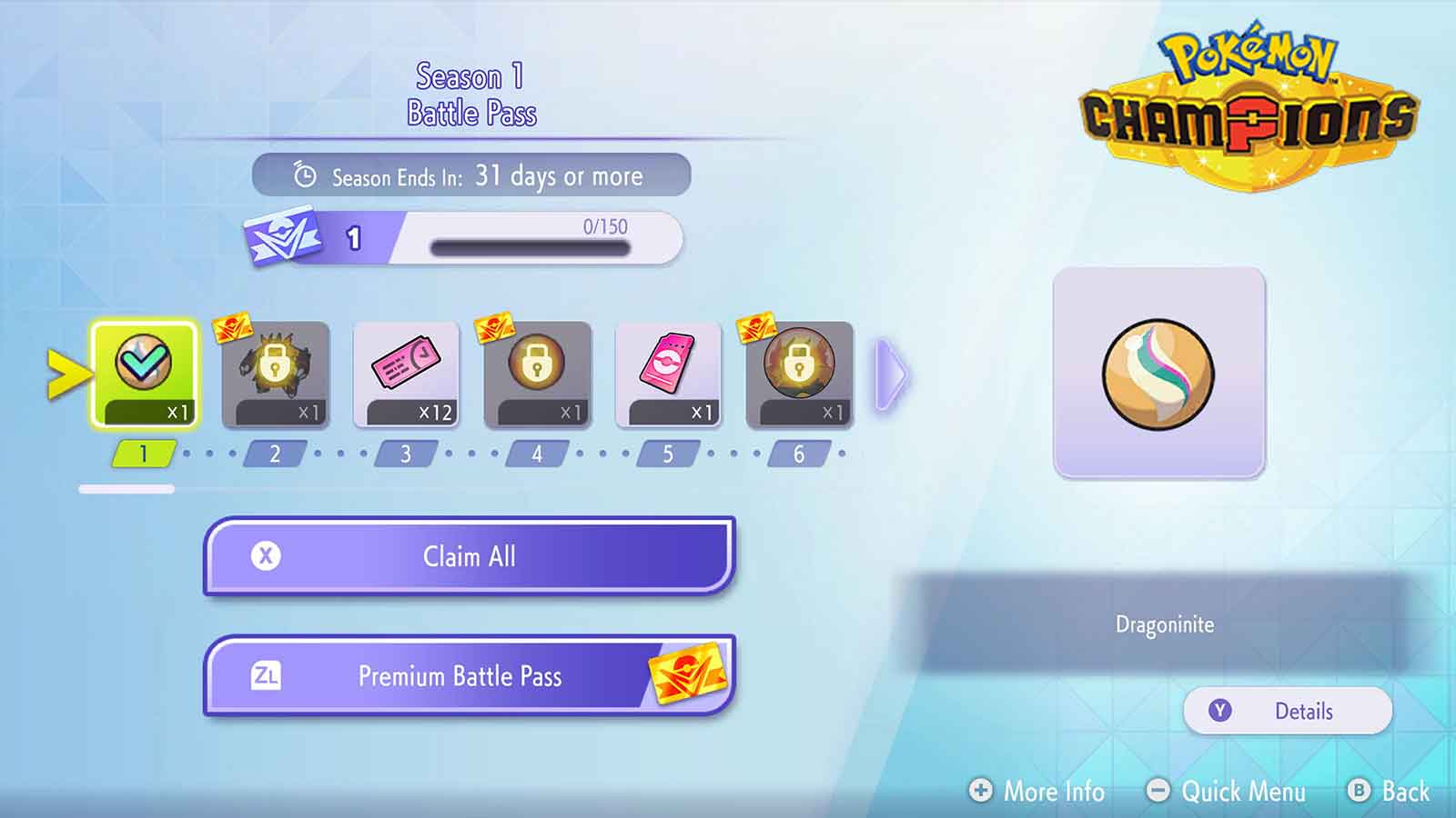 All Pokémon Champions Season 1 Battle Pass Rewards