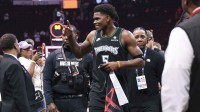 Minnesota Timberwolves guard Anthony Edwards (5) walks off the court after the game against the Houston Rockets at Toyota Center.