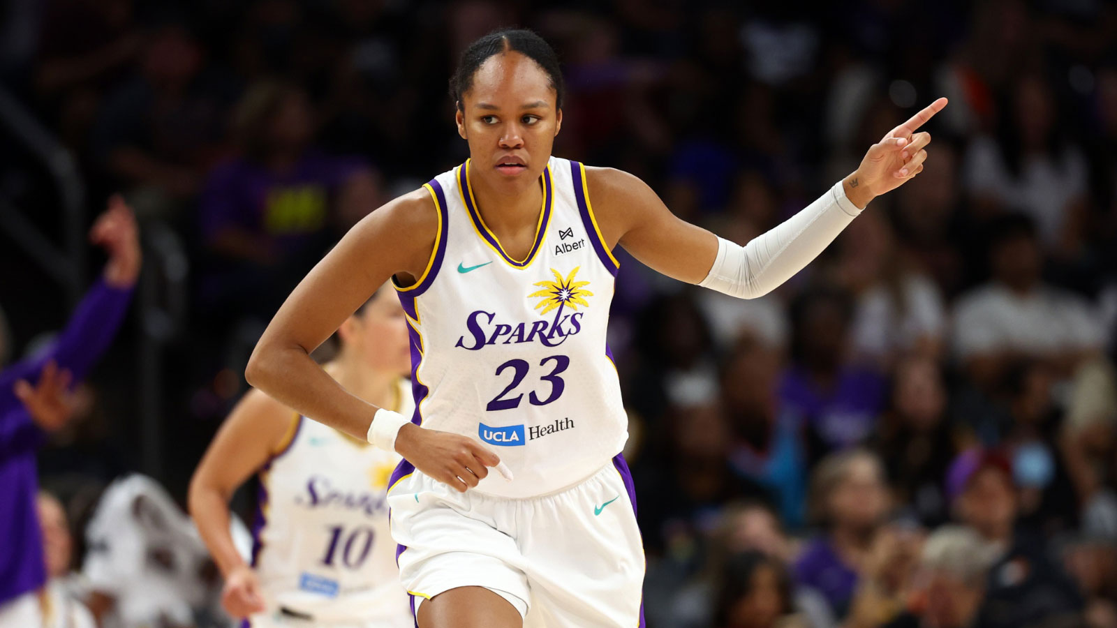 Los Angeles Sparks forward Azura Stevens (23) against the Phoenix Mercury during a WNBA game at PHX Arena.