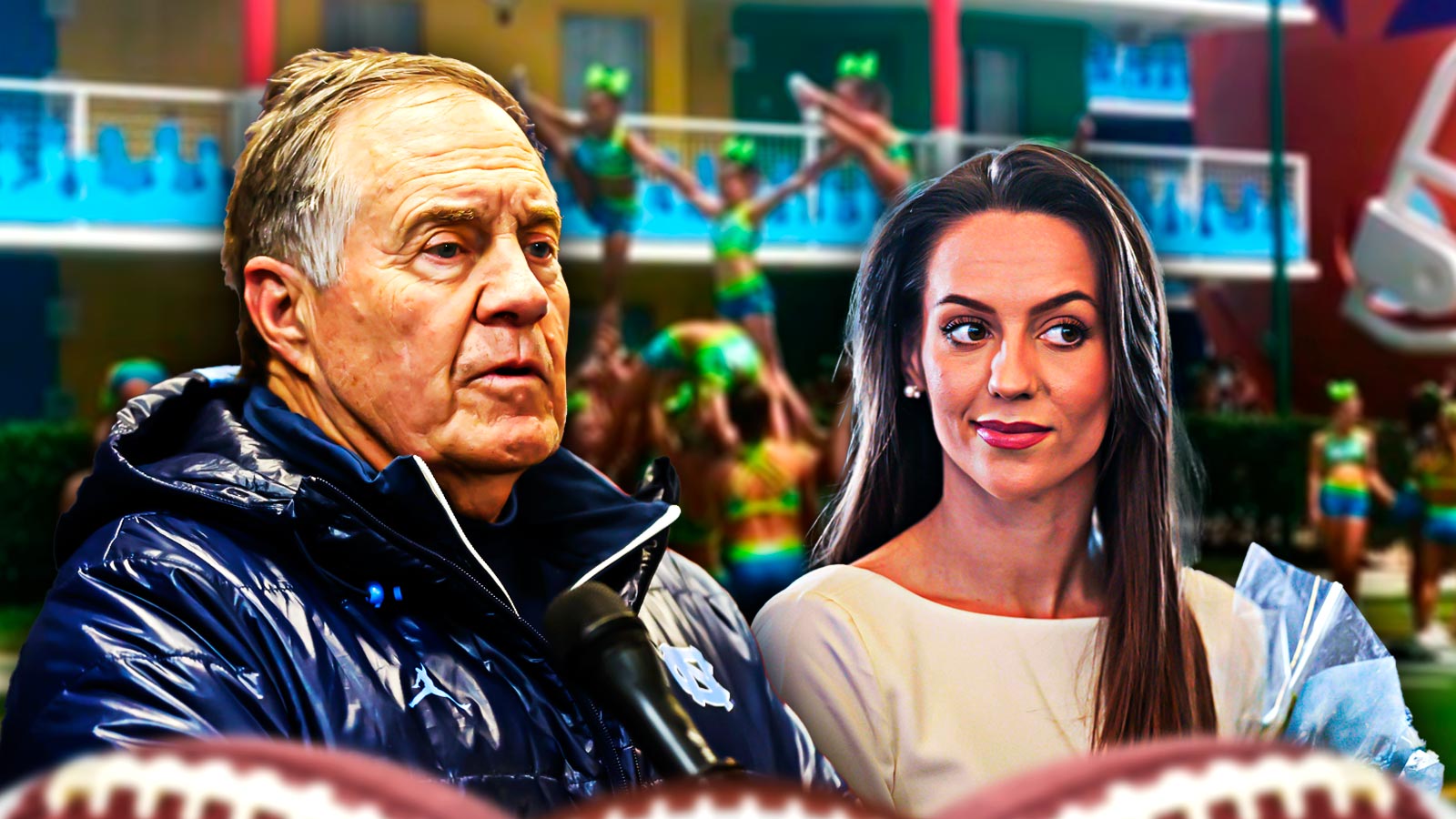Bill Belichick, Jordon Hudson flip ‘WAG’ roles as UNC coach goes all out for her cheer competition