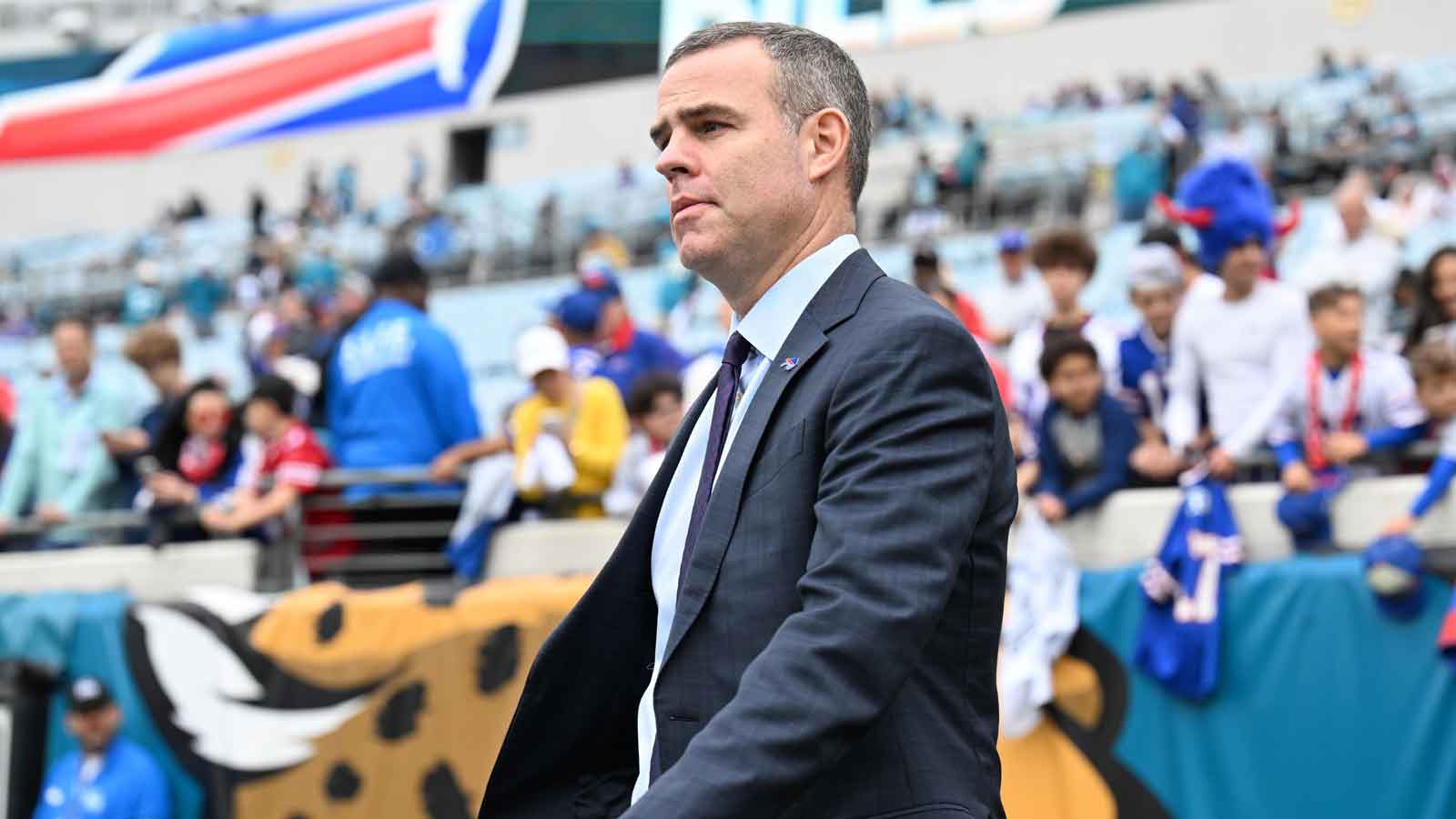 Buffalo Bills general manager Brandon Beane before an an AFC Wild Card Round game against the Jacksonville Jaguars at EverBank Stadium.