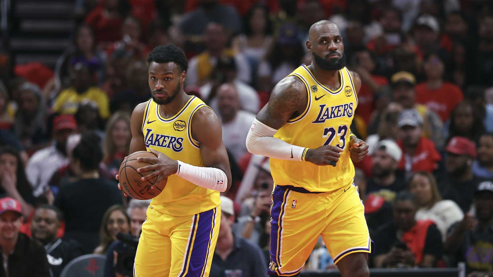 Lakers’ Bronny James gets 100% real on alley-oop from LeBron in NBA playoffs