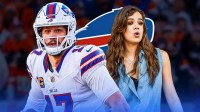 Buffalo Bills quarterback Josh Allen and logo and Hailee Steinfeld, who gave birth to their first baby.