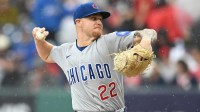 Chicago Cubs starting pitcher Cade Horton (22) throws a pitch during the first inning against the Cleveland Guardians at Progressive Field.