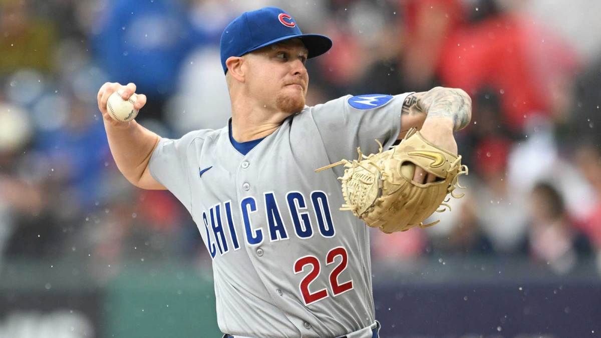 Chicago Cubs starting pitcher Cade Horton (22) throws a pitch during the first inning against the Cleveland Guardians at Progressive Field.