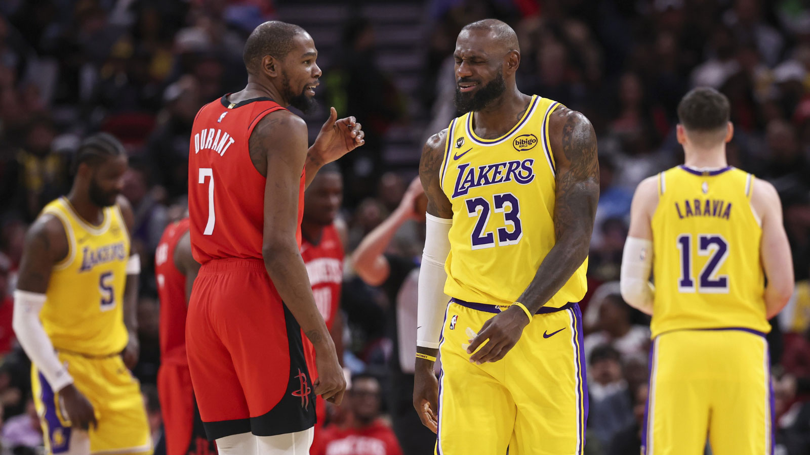 Watch Lakers’ LeBron James blast past Rockets’ Kevin Durant for ageless slam dunk