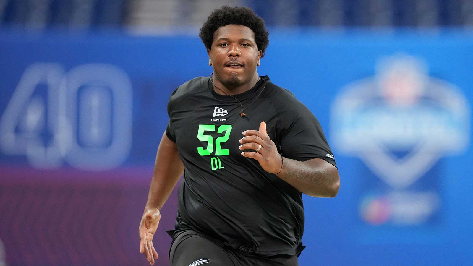 Auburn offensive lineman Dillon Wade (OL52) during the NFL Scouting Combine at Lucas Oil Stadium. 