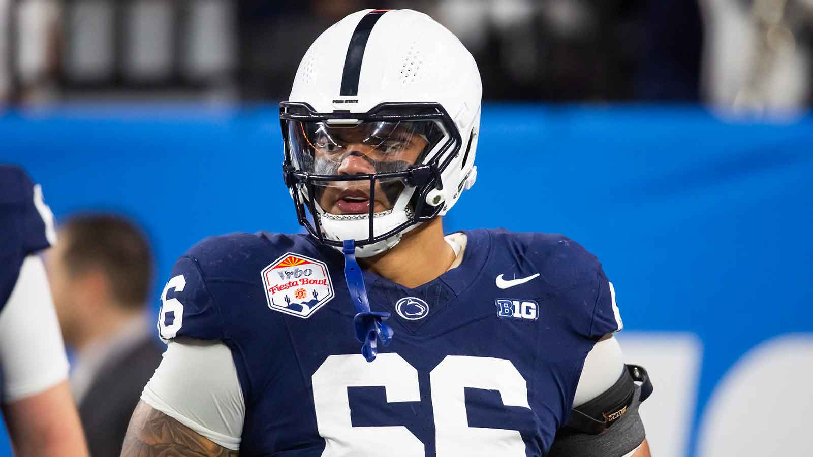 Penn State Nittany Lions offensive lineman Drew Shelton (66) against the Boise State Broncos during the Fiesta Bowl at State Farm Stadium. 