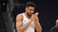 Milwaukee Bucks forward Giannis Antetokounmpo (34) warms up before a game against the Dallas Mavericks at Fiserv Forum.