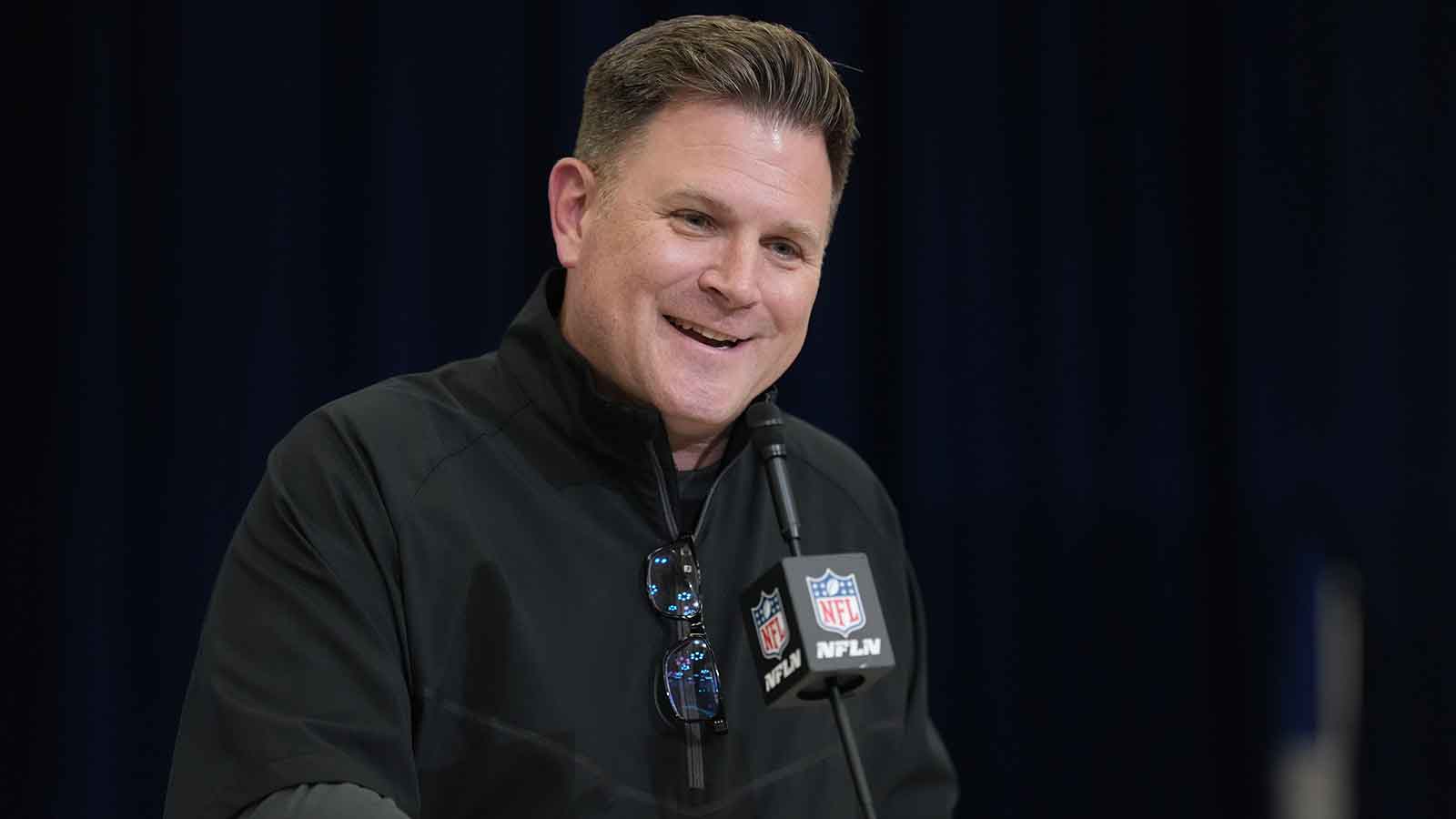 Green Bay Packers general manager Brian Gutekunst speaks at the NFL Scouting Combine at the Indiana Convention Center.