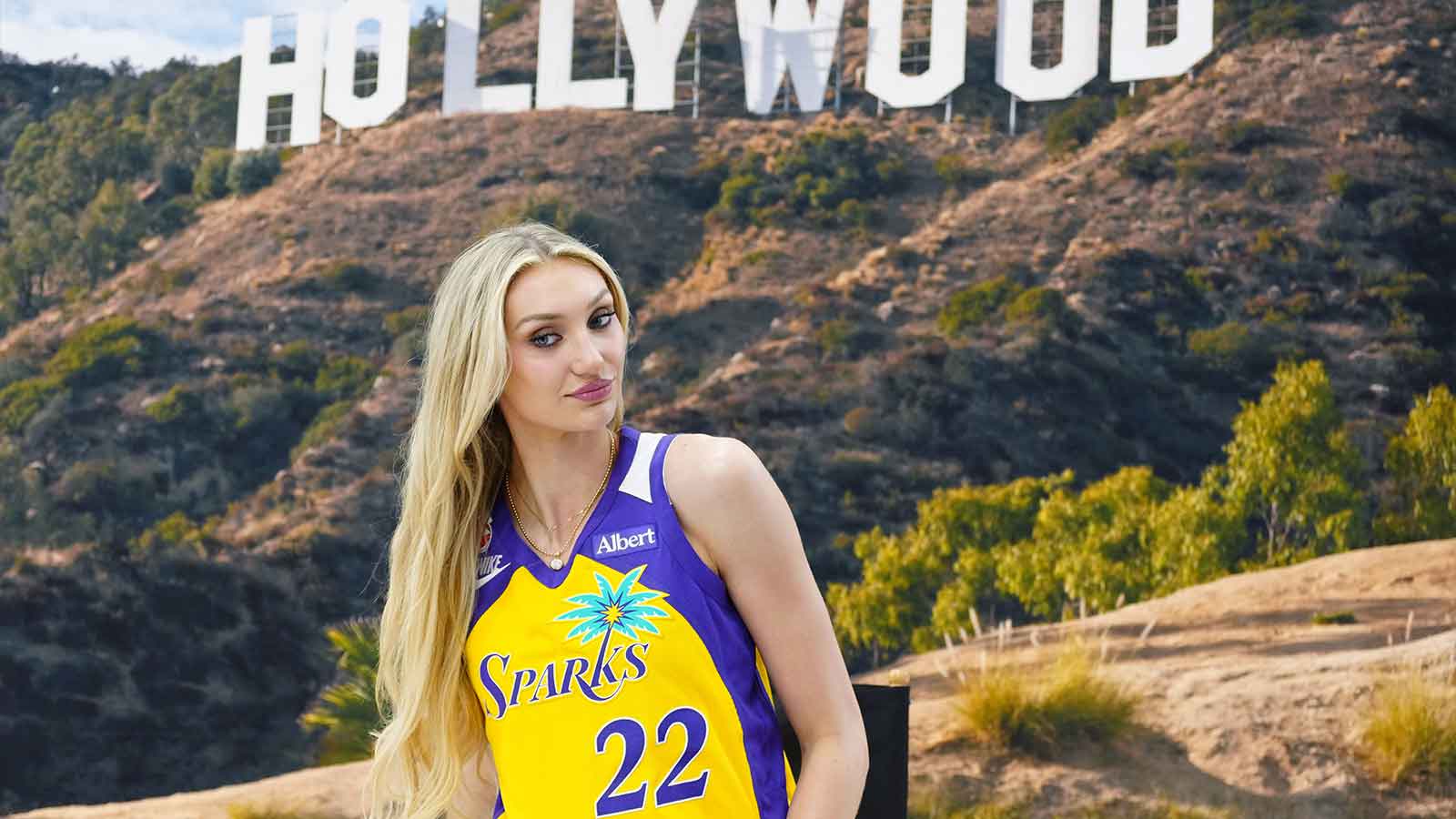 LA Sparks forward Cameron Brink poses during media day at El Camino College.