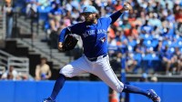 Toronto Blue Jays starting pitcher Josh Fleming (35) throws a pitch during the first inning against the Baltimore Orioles at TD Ballpark.