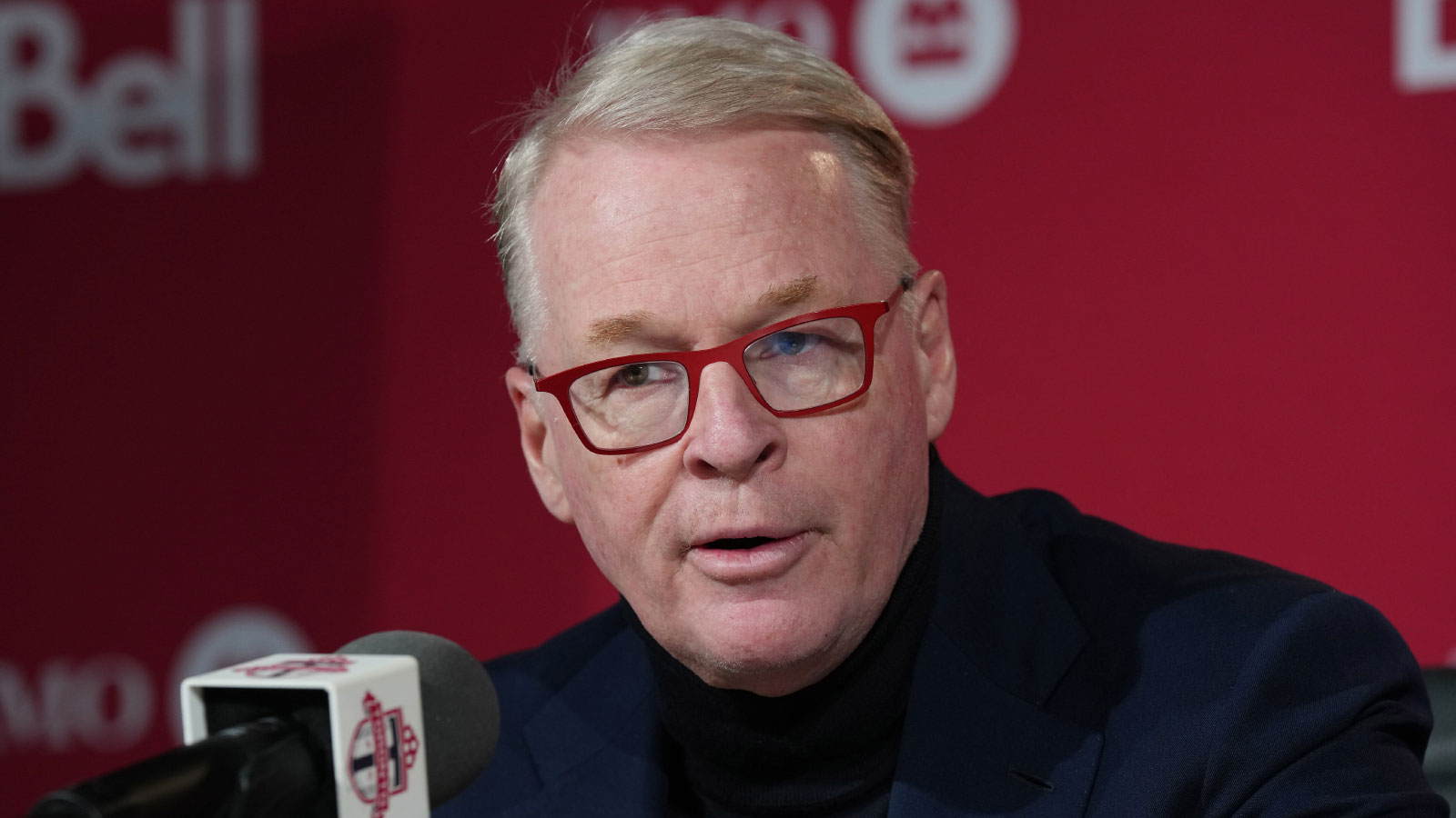MLSE President and CEO Keith Pelley speaks to the media during the press conference at BMO Training Ground.