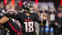 Atlanta Falcons quarterback Kirk Cousins (18) passes the ball against the New Orleans Saints during the second half at Mercedes-Benz Stadium.