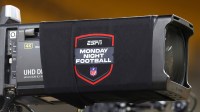 ESPN Monday Night Football logo on an end zone camera before the Pittsburgh Steelers host the Houston Texans in an AFC Wild Card Round game at Acrisure Stadium.
