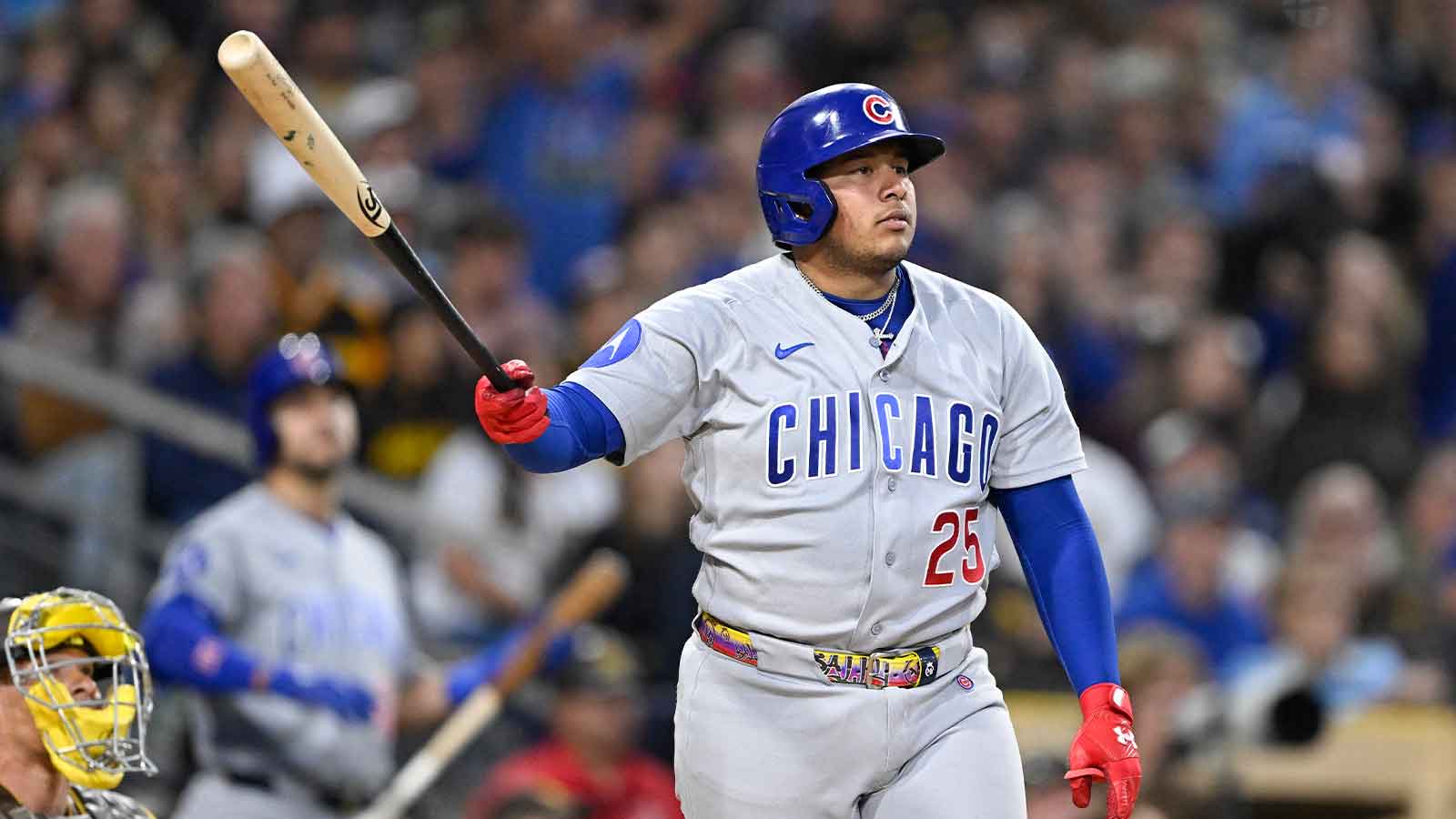 Chicago Cubs catcher Moises Ballesteros (25) hits a grand slam during the third inning against the San Diego Padres at Petco Park. 