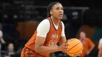 Texas Longhorns forward Madison Booker (35) shoots the ball during practice prior to a 2026 NCAA Final Four women's basketball semifinal at Mortgage Matchup Center