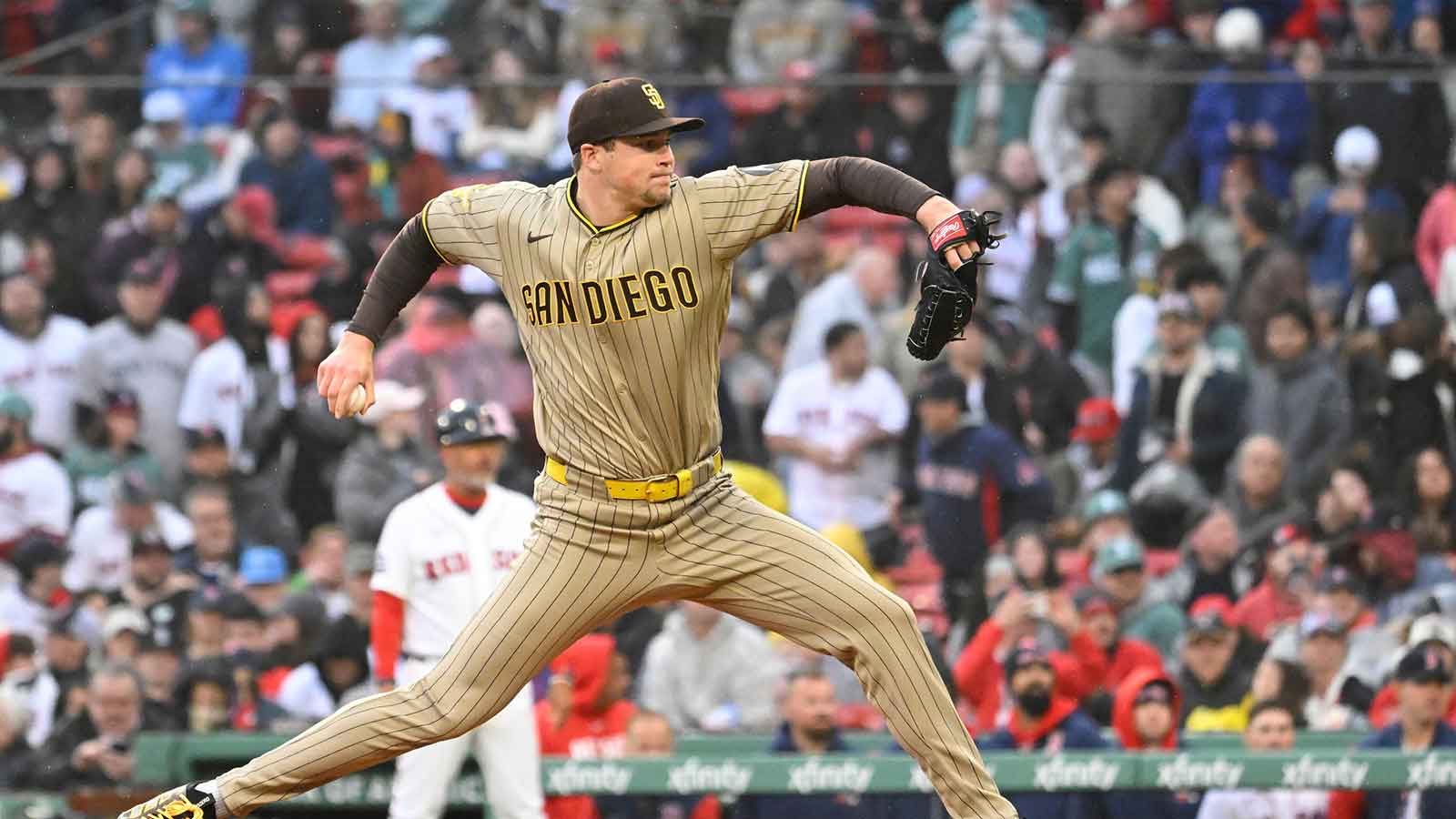 San Diego Padres relief pitcher Mason Miller (22) pitches against the Boston Red Sox during the ninth inning at Fenway Park