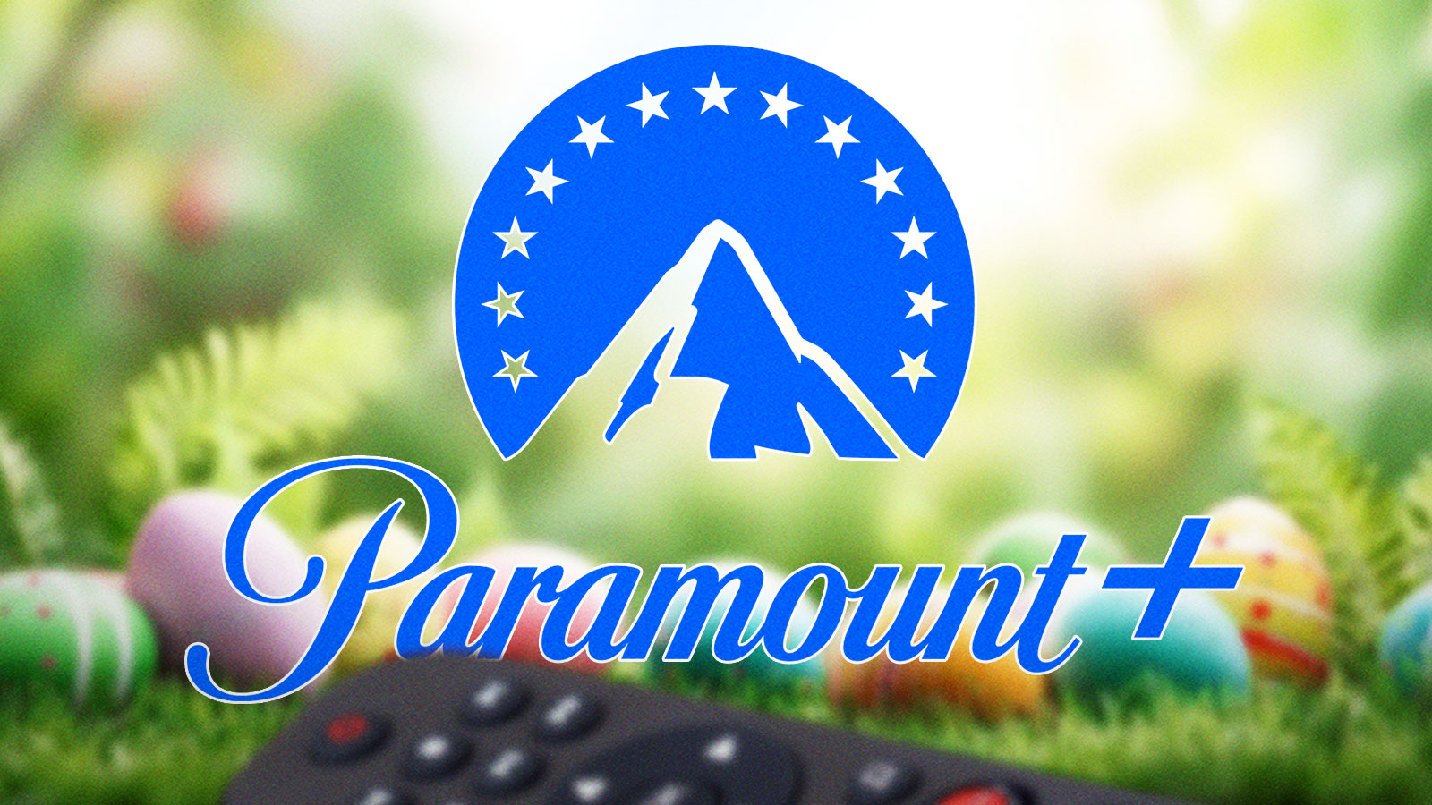Paramount+ logo in front of Easter eggs.