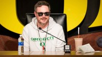 Oregon head coach Dan Lanning speaks from the podium at the Hatfield-Dowlin Complex on the first day of spring practice for the Oregon Ducks in Eugene, Oregon.