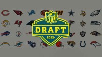 Every NFL logo in background with 2026 NFL Draft logo in foreground.