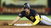 Pittsburgh Pirates shortstop Konnor Griffin (75) runs to second base on a two-rbi double against the New York Yankees in the fifth inning during spring training at George M. Steinbrenner Field.