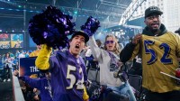 Baltimore Ravens fans show out in the main theater on Thursday, April 25, 2024 for the first day of the NFL Draft in Detroit.