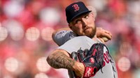 Boston Red Sox pitcher Garrett Crochet (35) throws a pitch in the second inning of the MLB Opening Day game between the Cincinnati Reds and the Boston Red Sox at Great American Ball Park in downtown Cincinnati on Thursday, March 26, 2026. The game was tied at 0 after four innings.
