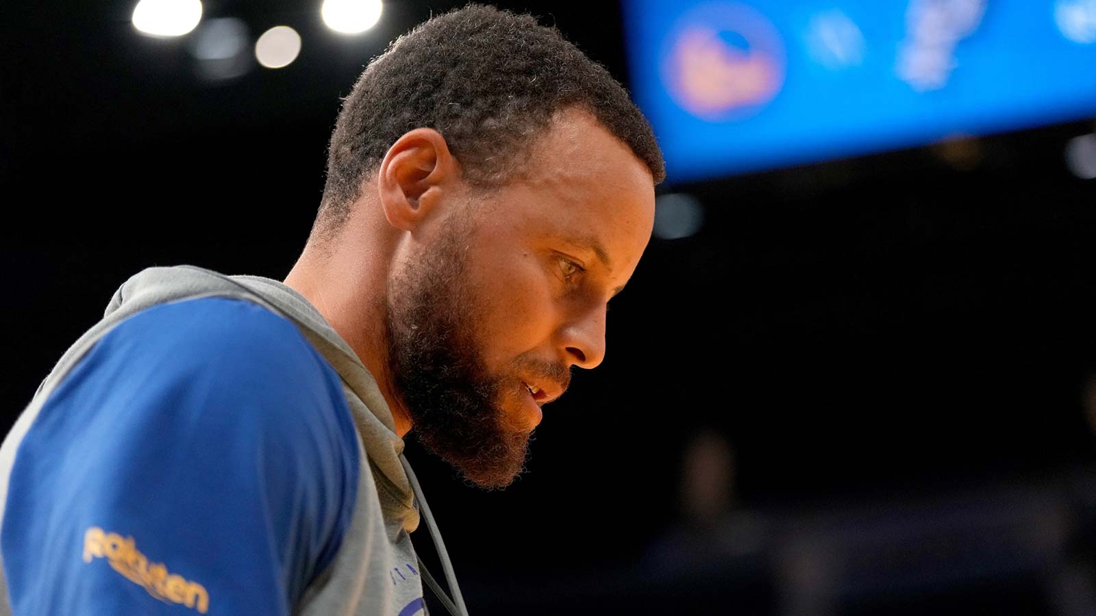 Golden State Warriors guard Stephen Curry (30) walks on the court before the start of the game against the San Antonio Spurs at the Chase Center. 