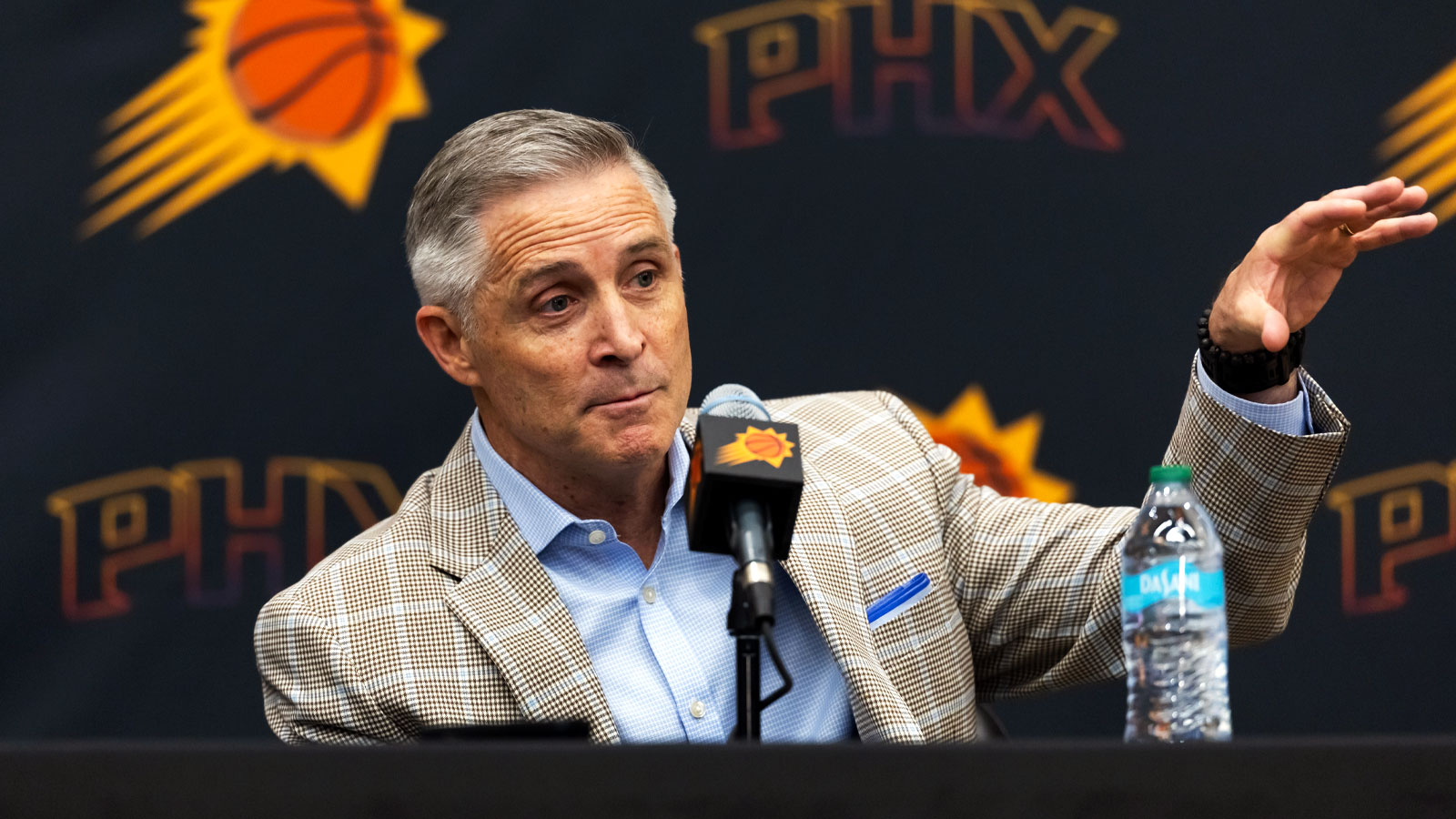 Suns general manager Brian Gregory during an introductory press conference at the Verizon 5g Performance Center