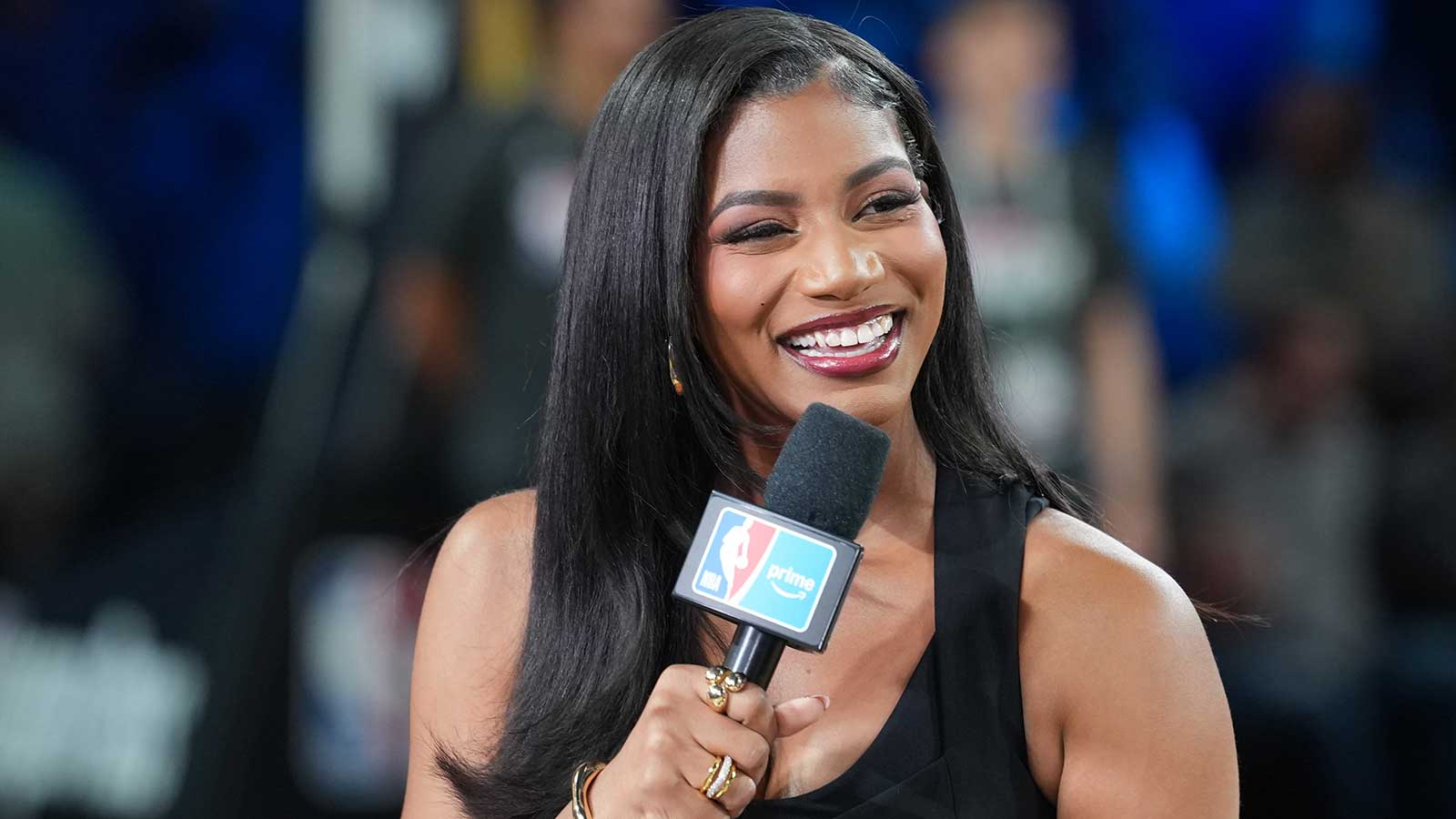 NBA on Amazon studio host Taylor Rooks during the Emirates NBA Cup Final at T-Mobile Arena