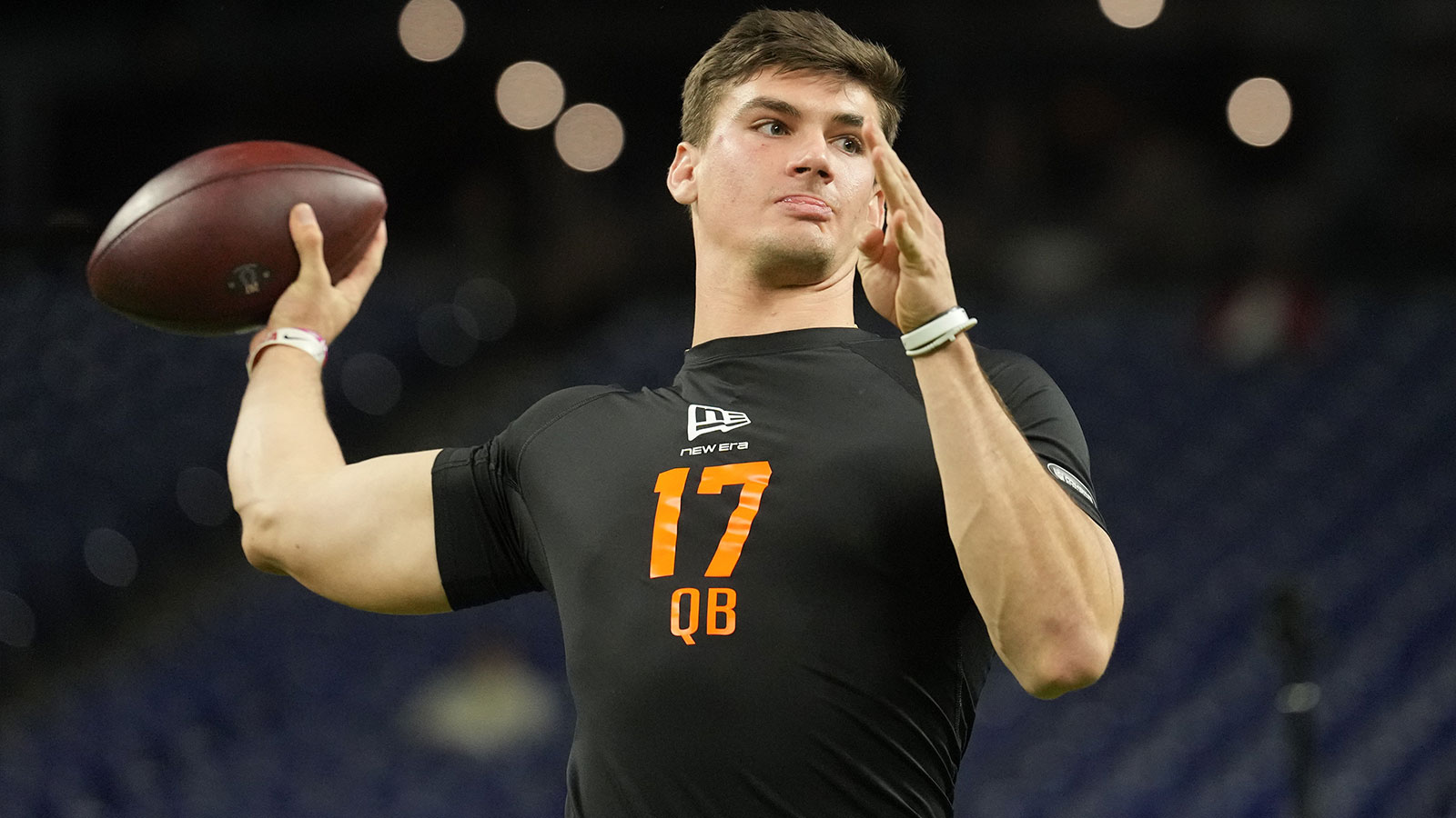 Alabama quarterback Ty Simpson (QB17) during the NFL Scouting Combine at Lucas Oil Stadium