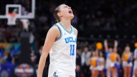 UCLA Bruins forward Gabriela Jaquez (11) celebrates in the second half against the South Carolina Gamecocks during the National Championship game of the women's 2026 NCAA Tournament at Mortgage Matchup Center.