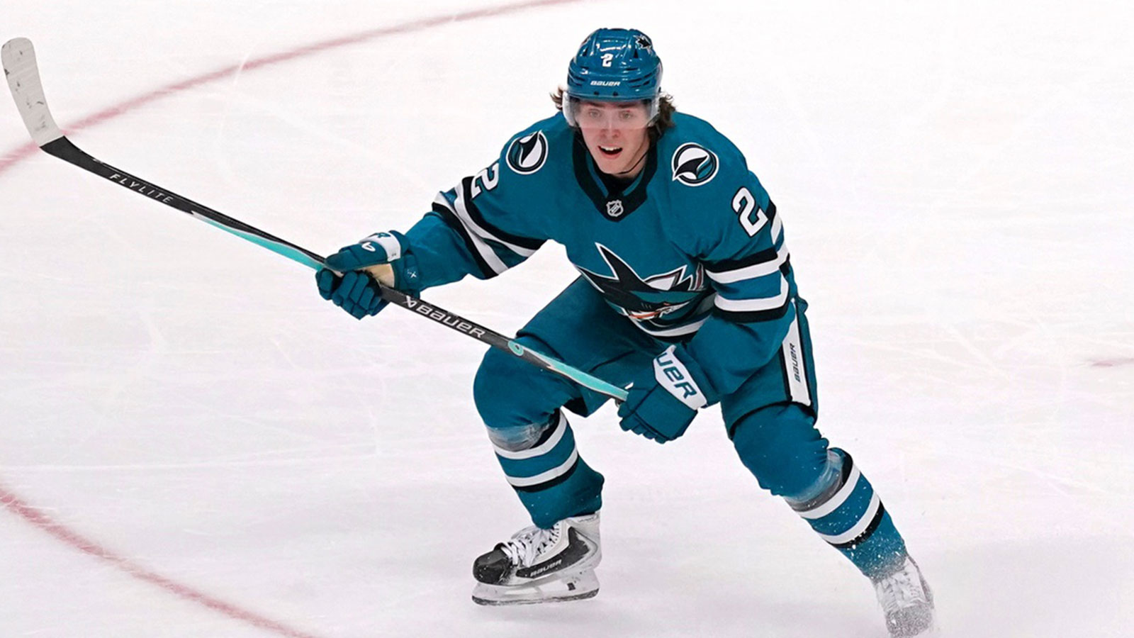 San Jose Sharks center Will Smith (2) waits for a pass during a game against the St. Louis Blues in the third period at SAP Center in San Jose. 