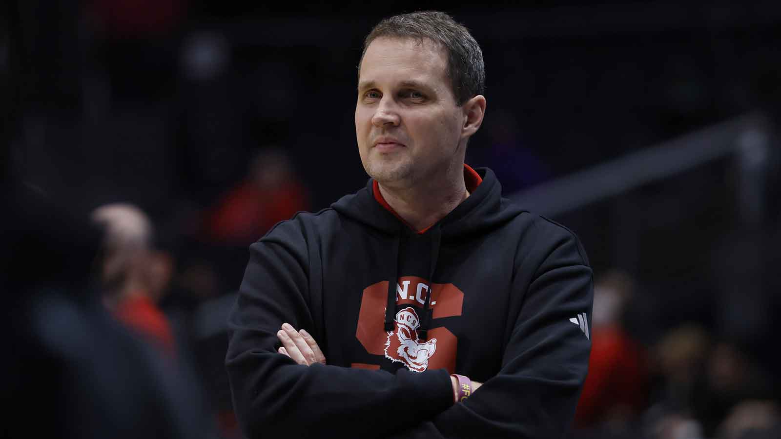 NC State Wolfpack head coach Will Wade walks the court during a practice session ahead of the first four of the men's 2026 NCAA Tournament at University of Dayton Arena.