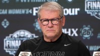 UConn Huskies head coach Geno Auriemma during press conference prior to a 2026 NCAA Final Four women's basketball semifinal at Mortgage Matchup Center.