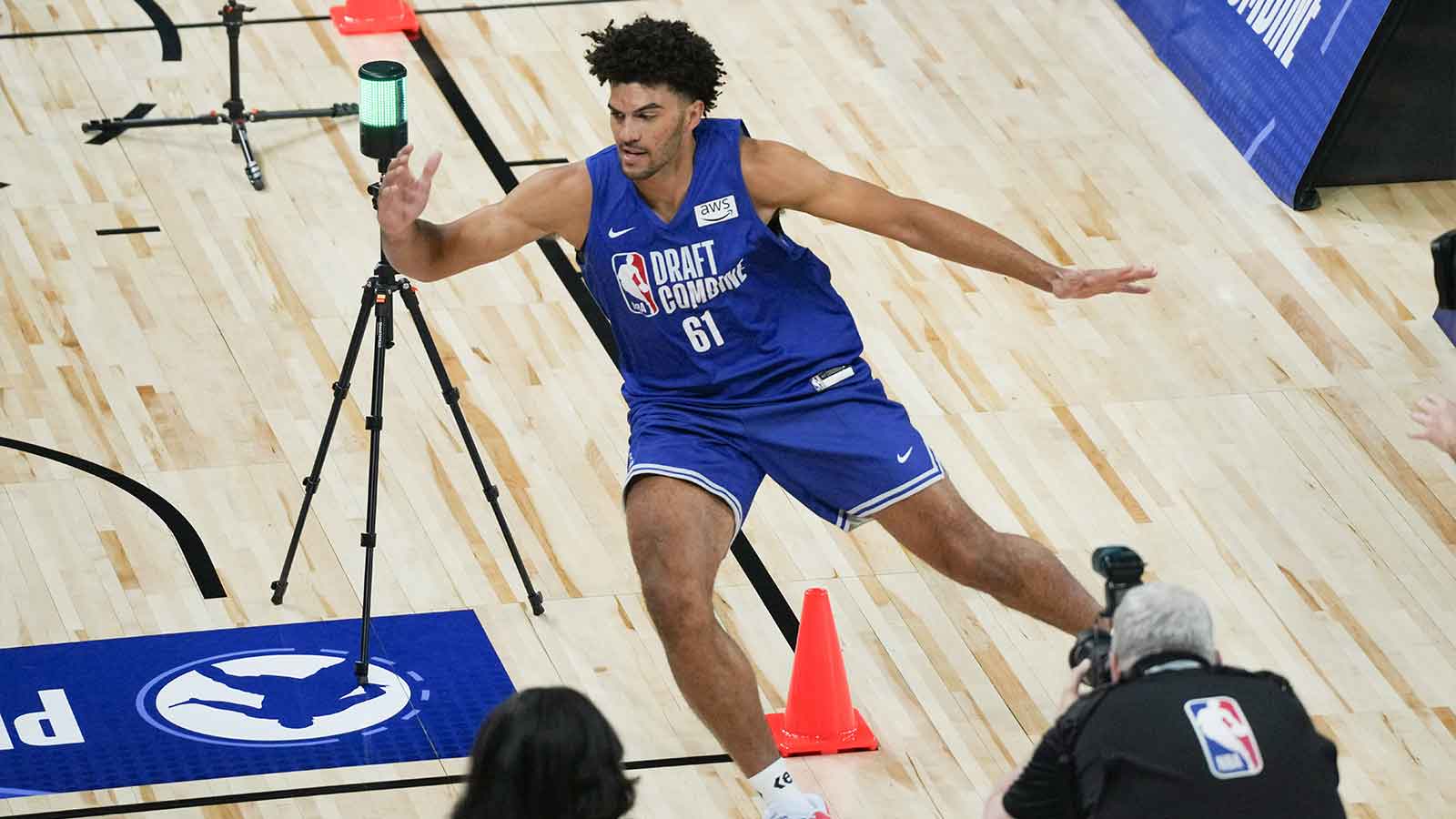 Cameron Boozer participates in the 2026 NBA Draft Combine at Wintrust Arena.